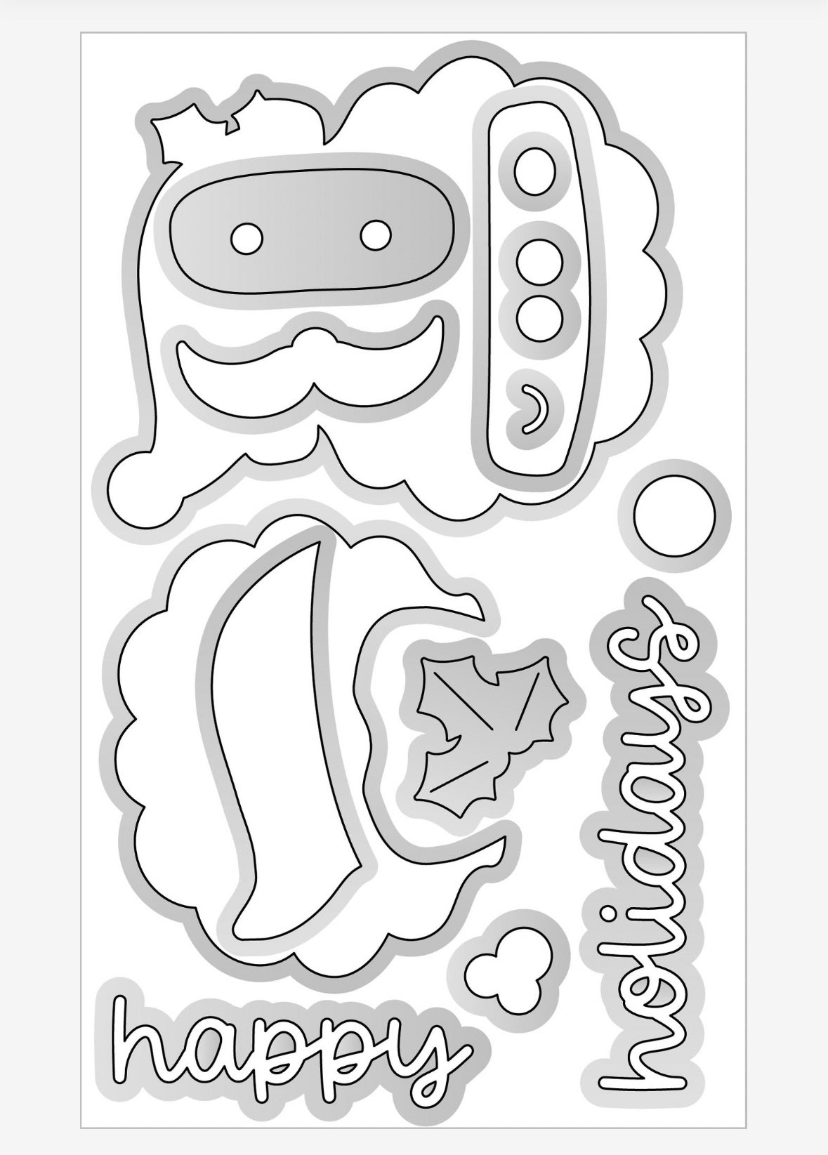 Santa Happy Holidays Doodle Cut