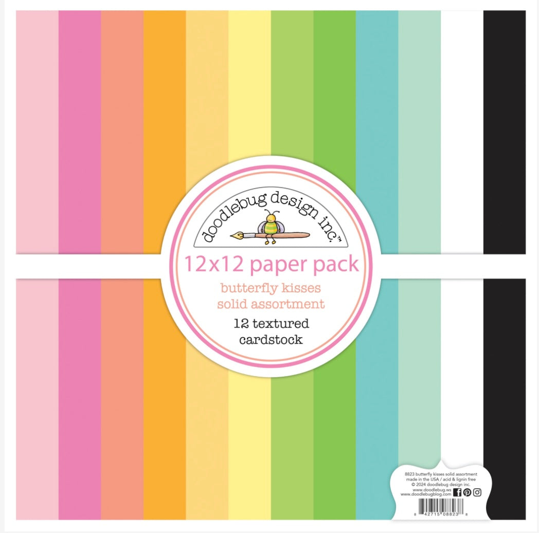 Butterfly Kisses Cardstock Pack Doodlebug