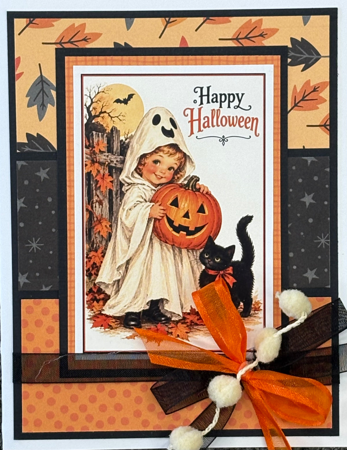 Happy Halloween Pumpkin Girl Vintage Card Kit
