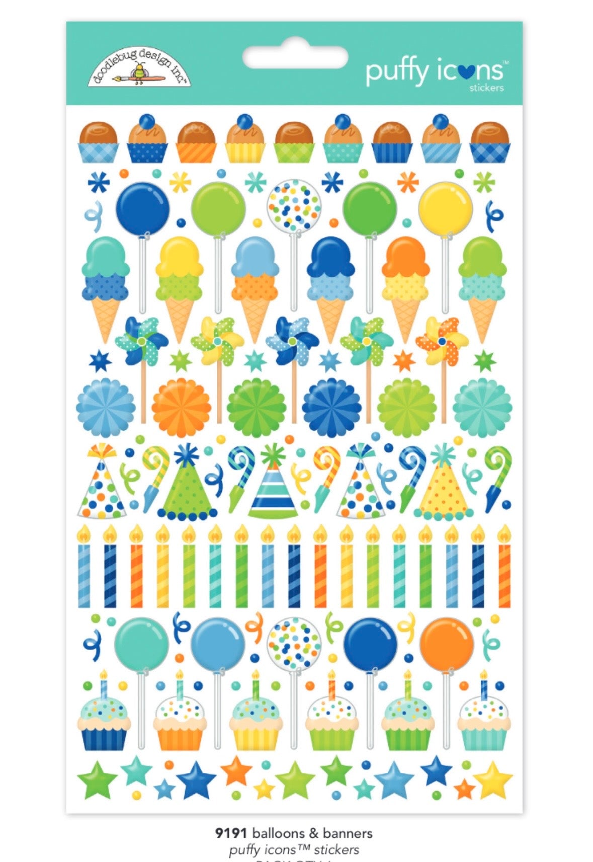 Balloons and Banners Puffy Icon Stickers