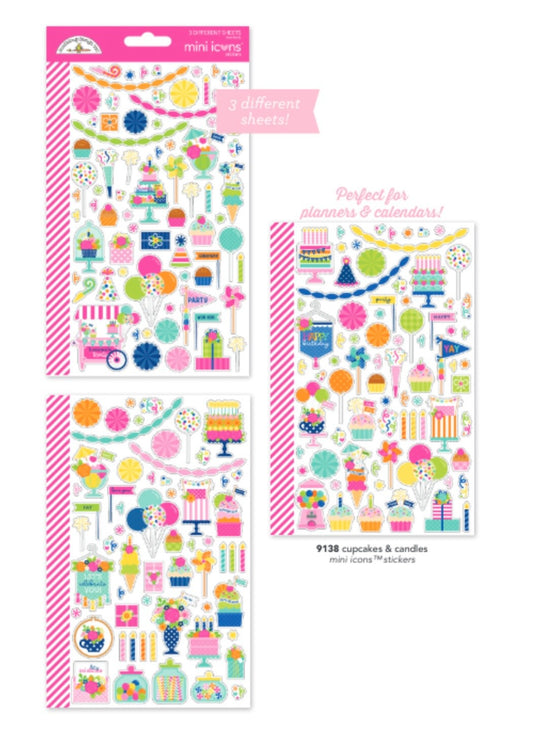 Mini Icon Stickers Cupcakes and Candles