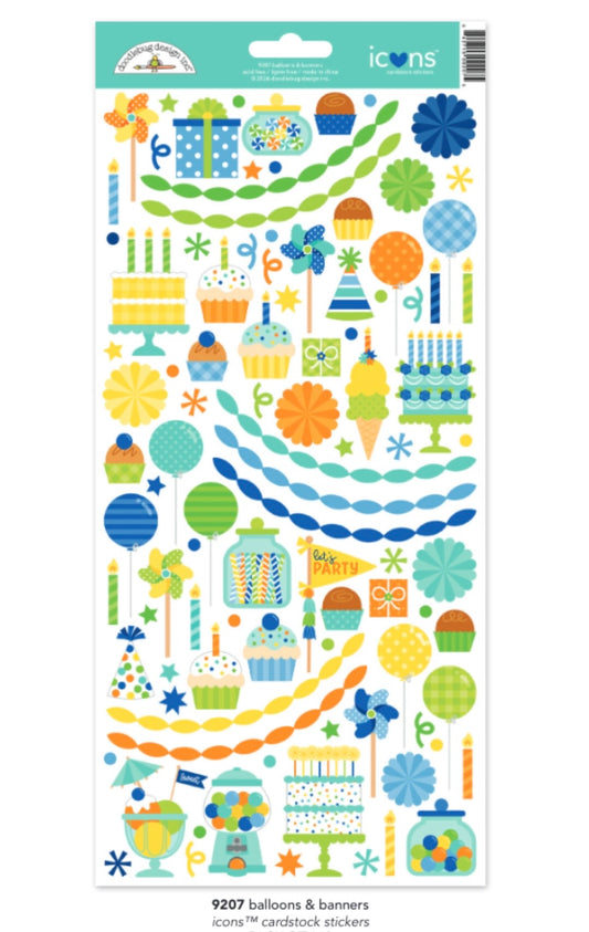 Balloons and Banners Icon Stickers
