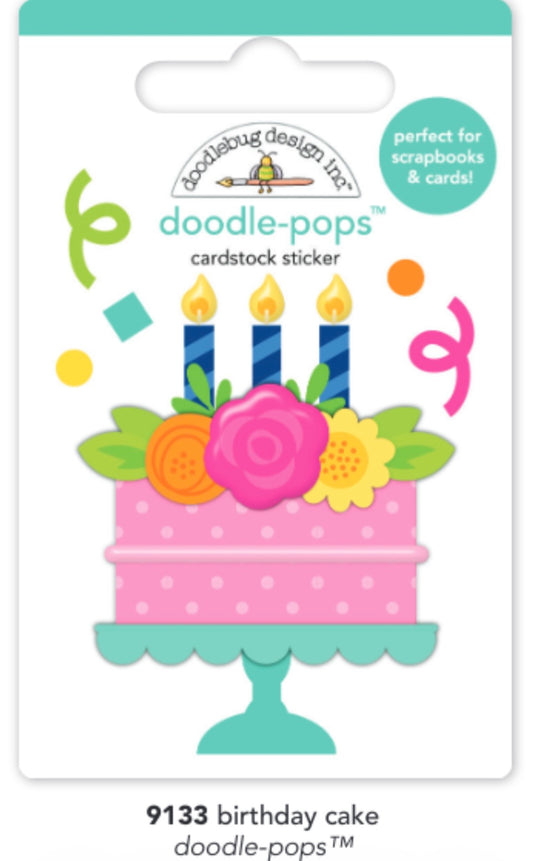 Birthday Cake Doodle Pop Cupcakes and Candles