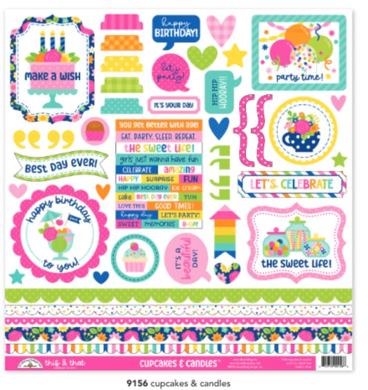 This and That Cupcake and Candles Sticker