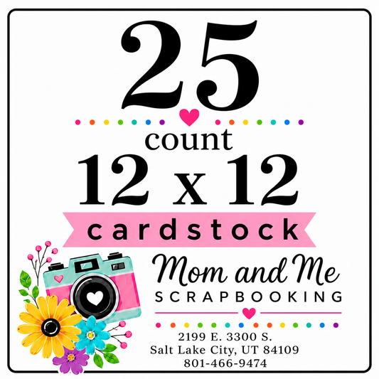 25 White Cardstock Mom and Me 12x12 Cardstock