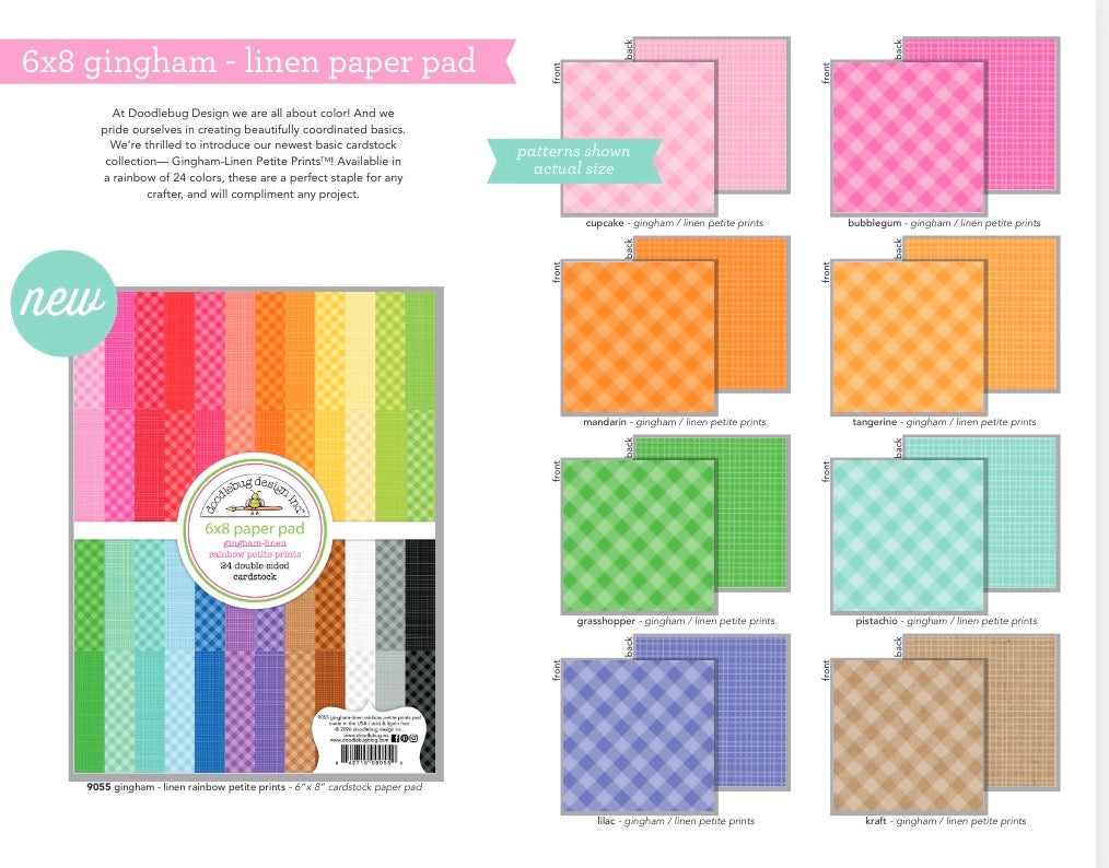 Gingham Linen DoodleBug 6x8 paper pad