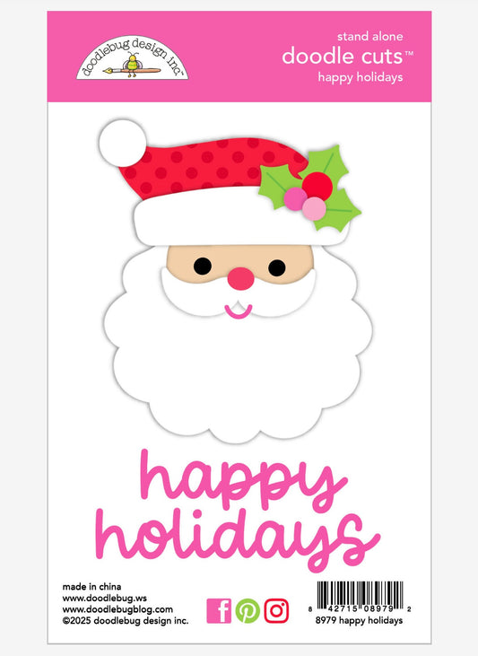 Santa Happy Holidays Doodle Cut