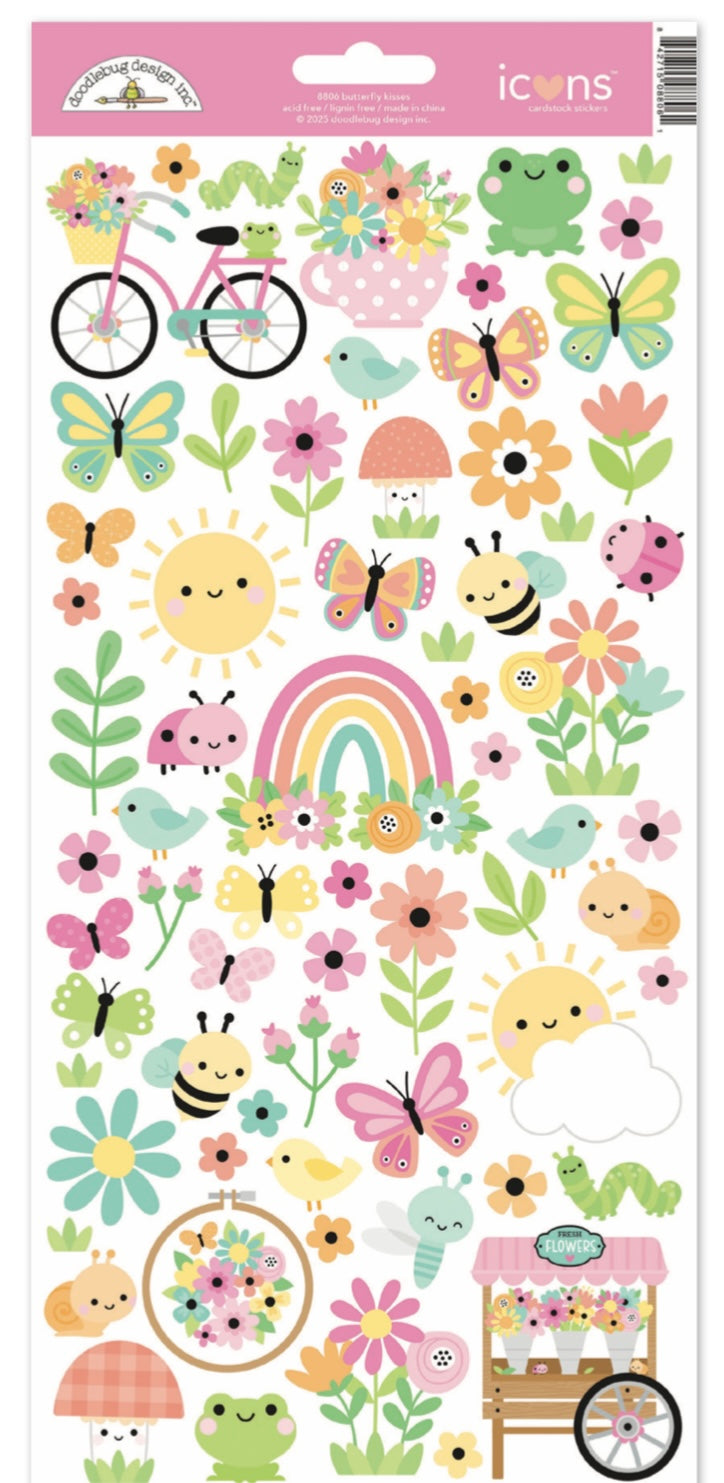 Butterfly Kisses Icon Sticker Doodlebug