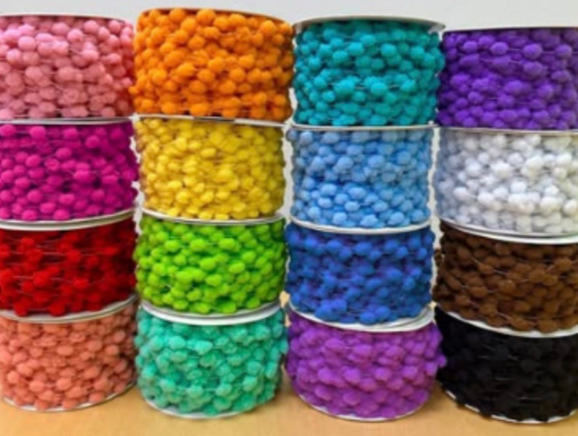 Pom Pom Trim Multi Pack 1 yard each of all 16 colors.