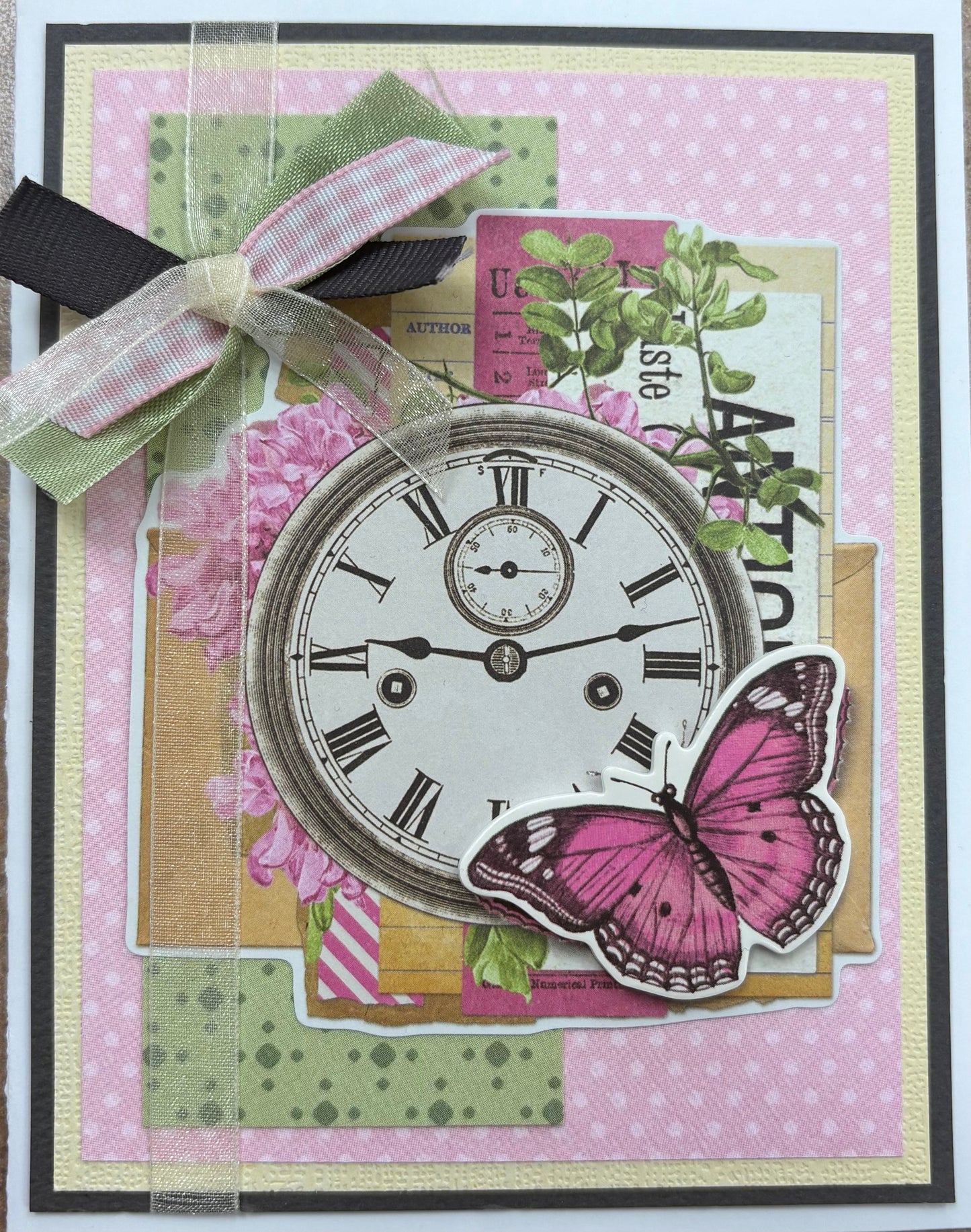 Hot Pink Butterfly and Clock Card Kit
