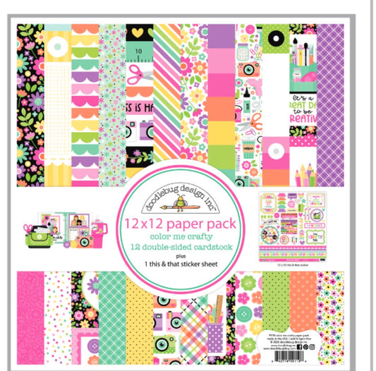 Color Me Crafty 12x12 Double Sided Cardstock with this and that  sticker