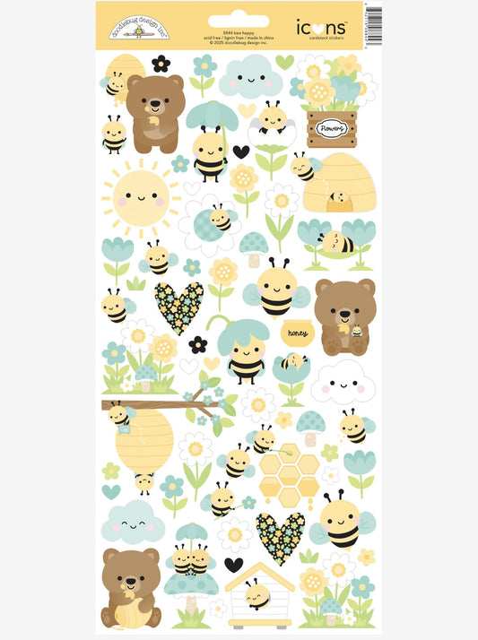 Bee Happy Icon Stickers