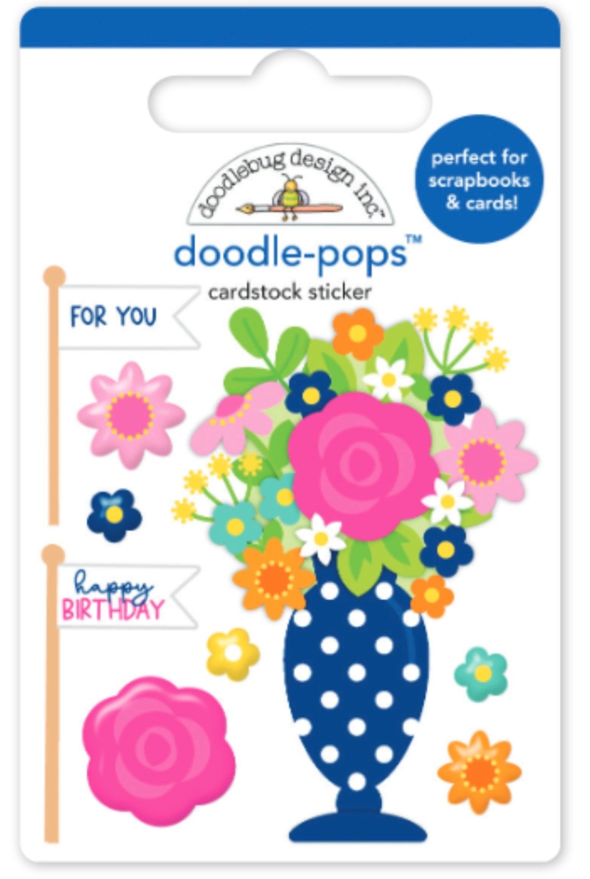 Birthday Blossoms Doodle Pop Cupcakes and Candles