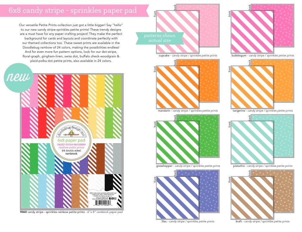 Candy Stripe and Sprinkles Doodlebug 6x8 Paper Pad