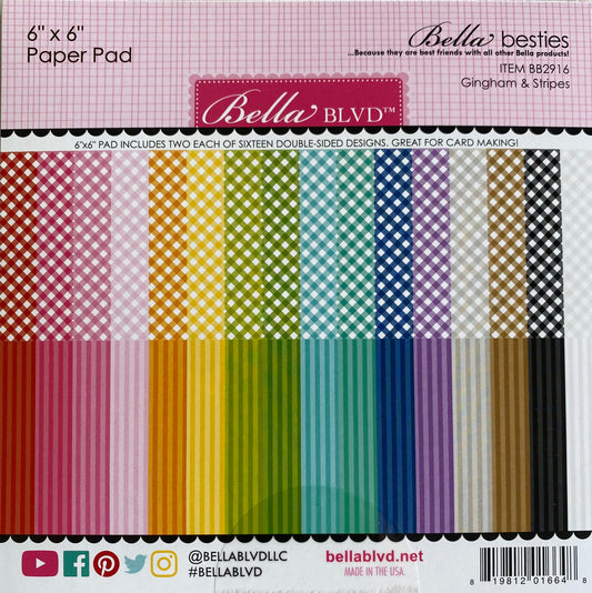 Bella Blvd. 6x6 Paper Pad Gingham and Stripe