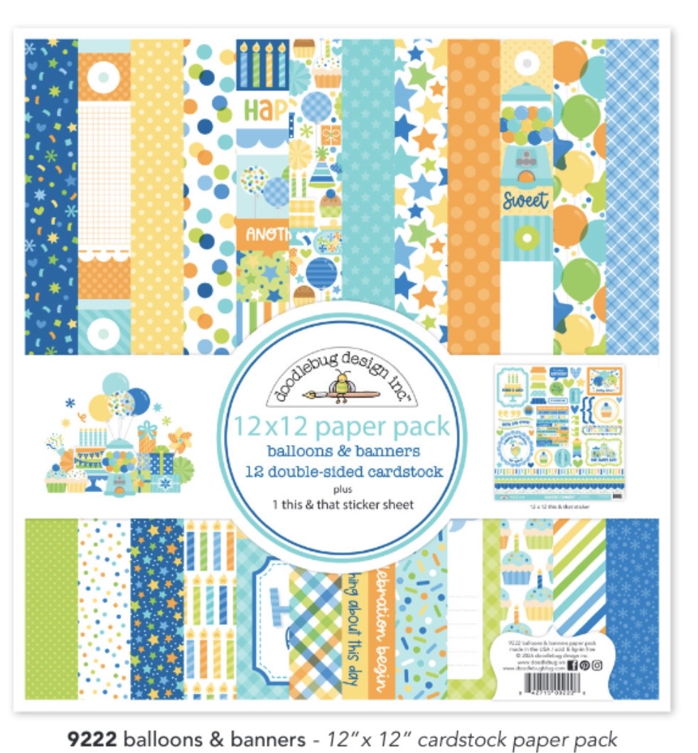 Balloons and Banners Cardstock Paper Pack