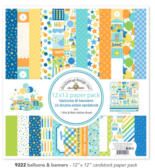 Balloons and Banners Cardstock Paper Pack