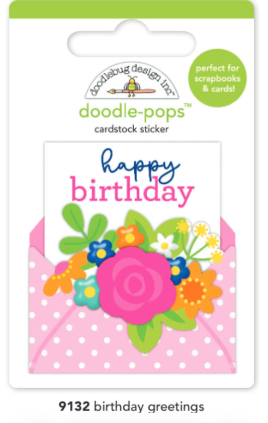 Birthday Greetings Doodle Pop Cupcakes and Candles